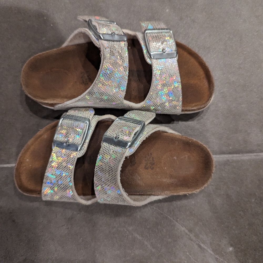 Girls irredescent Birkenstocks